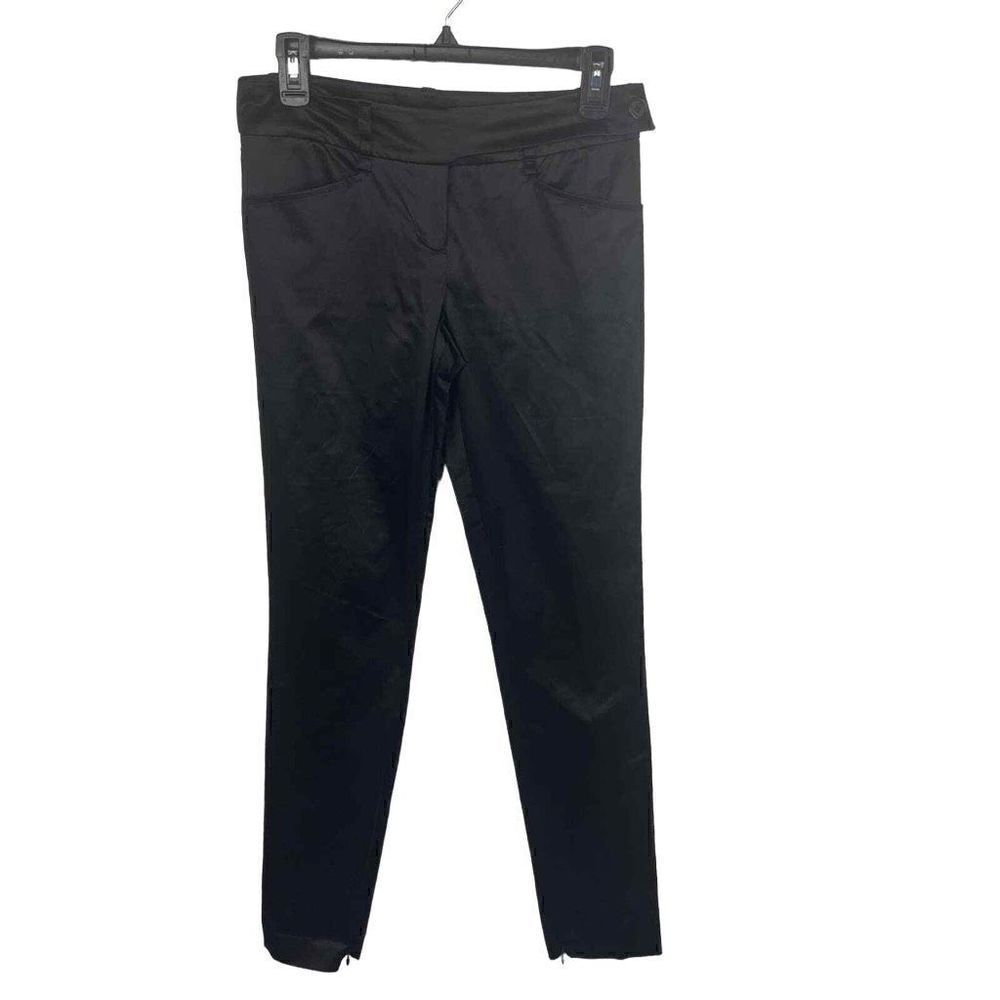 BCBG‎ Max Azria Satin Black Mid Rise Waisted Work Pants Size 0